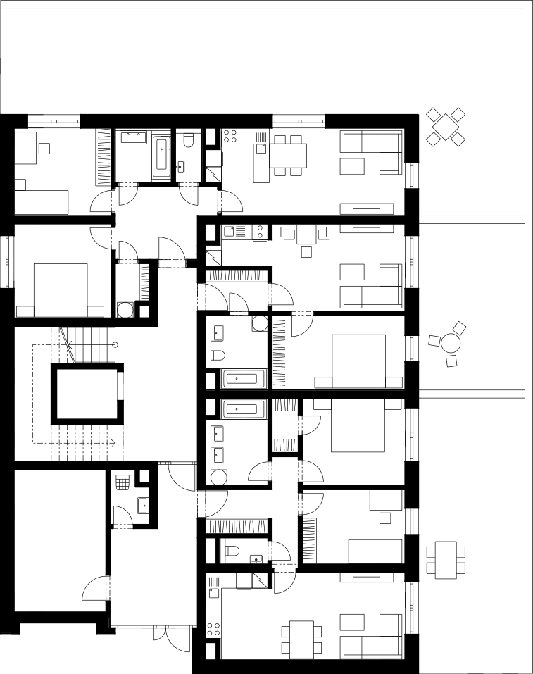 Půdorys 1. podlaží budovy D