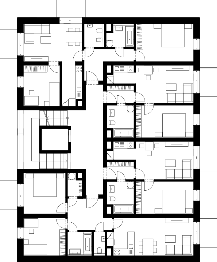Půdorys 3. podlaží budovy D