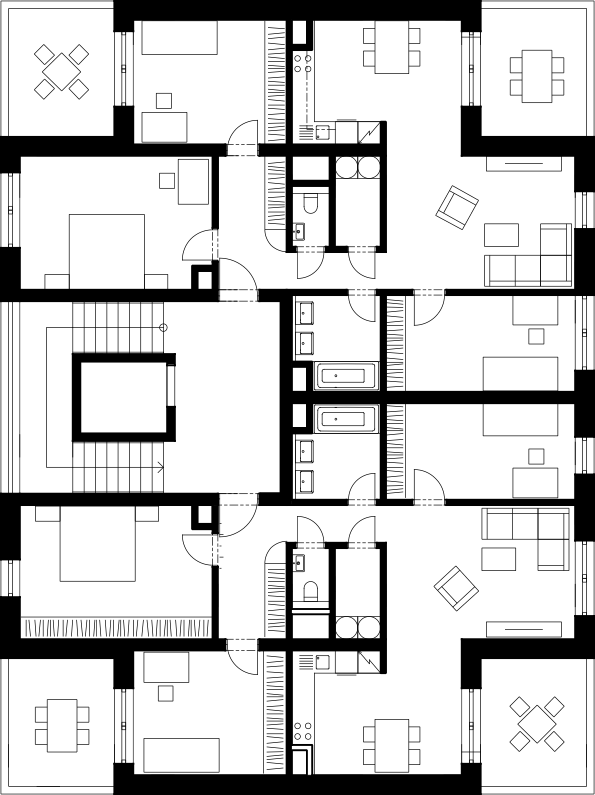 Půdorys 4. podlaží budovy D