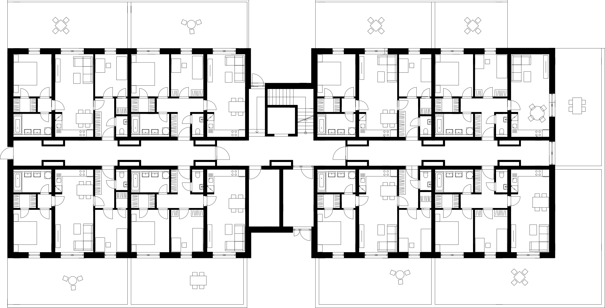 Půdorys 1. podlaží budovy F