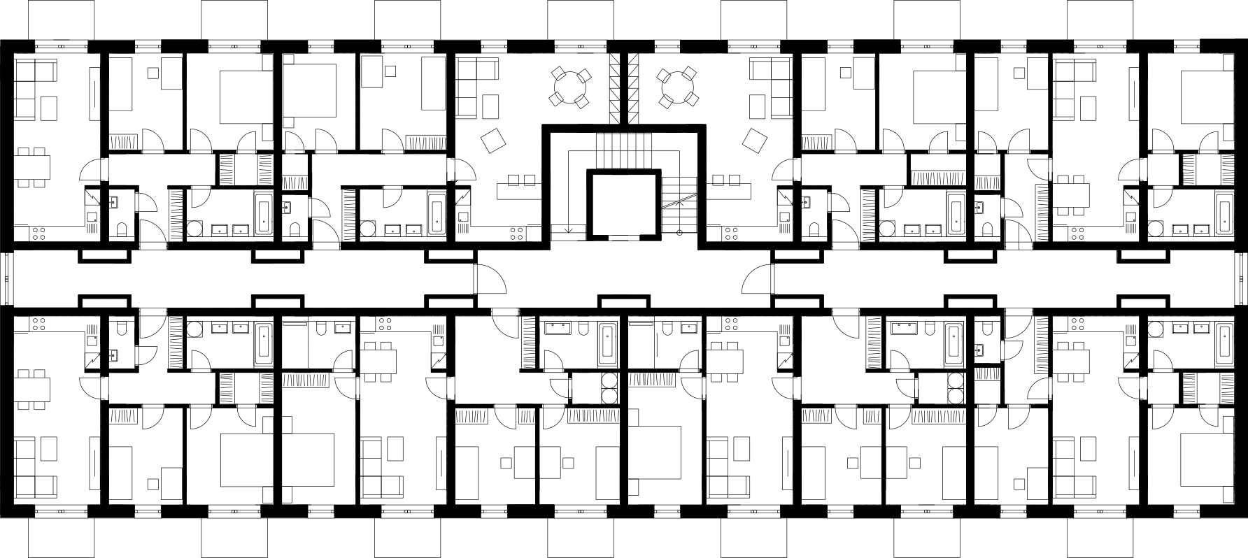 Půdorys 2. podlaží budovy F